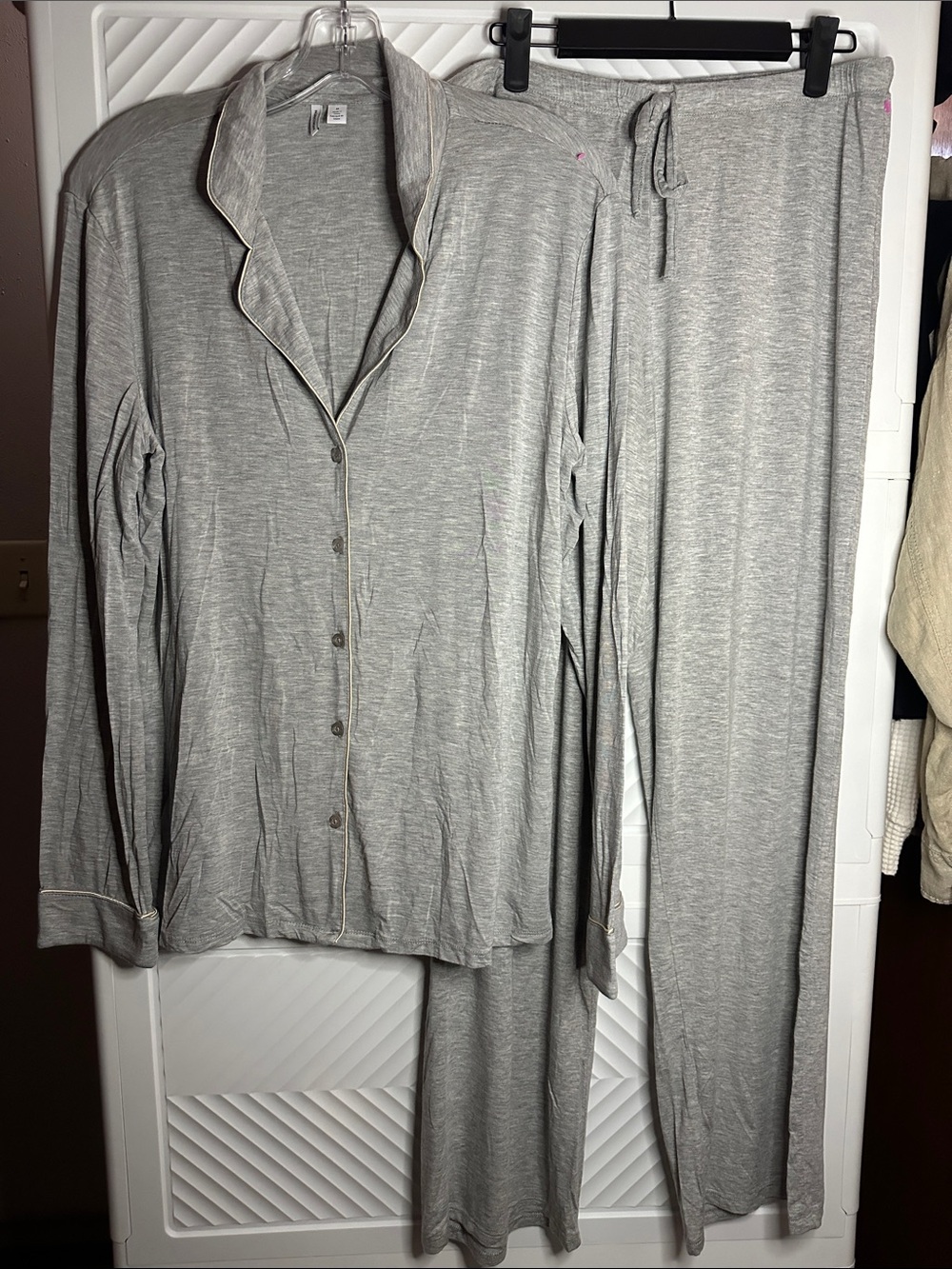 Nordstrom Light Gray Long-Sleeve Button Pajama Set